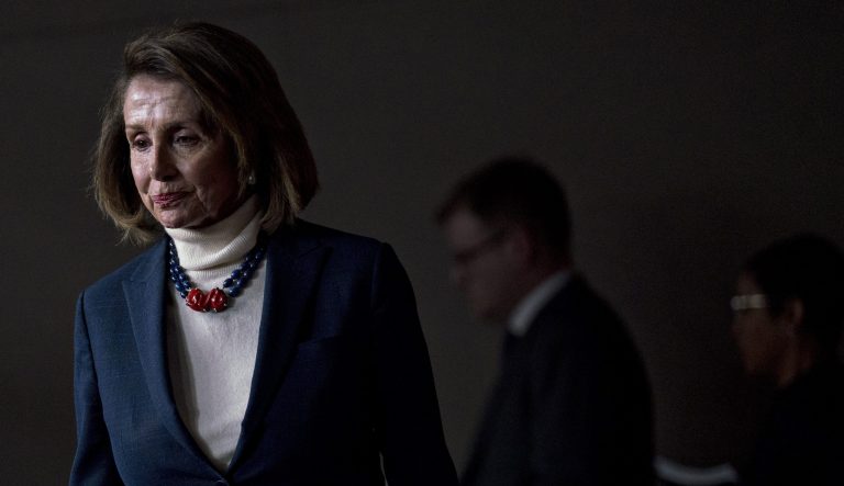 House Speaker Nancy Pelosi, D-Calif., arrives to a news conference on Capitol Hill in Washington, D.C., on Thursday, Jan. 17, 2019.