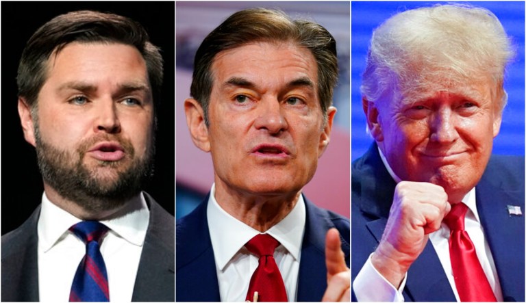 J.D. Vance, Dr. Mehmet Oz, and Donald Trump.