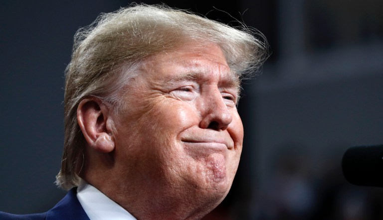 President Donald Trump smiles while speaking at a campaign rally, Thursday, Jan. 9, 2020, in Toledo, Ohio. 