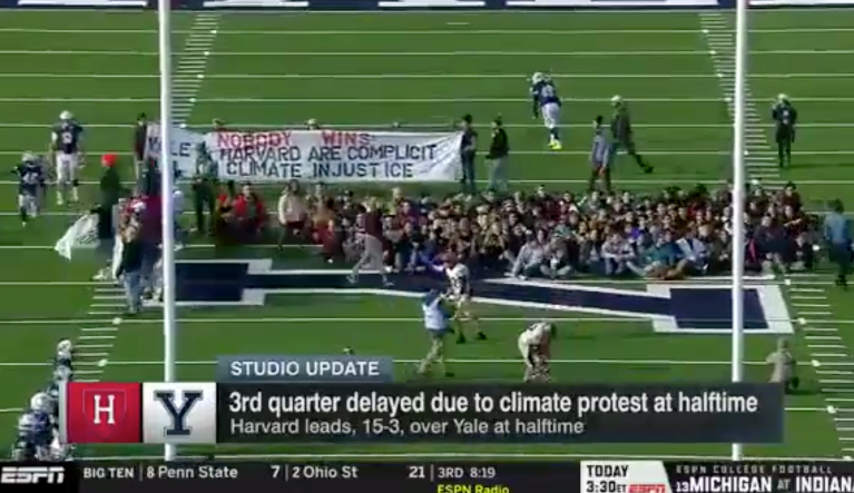 ‘Nobody wins’: Climate protesters disrupt Harvard-Yale football game
