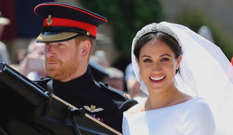 Meghan Markle and Prince Harry leave St George's Chapel at Windsor Castle after their wedding PRESS ASSOCIATION Photo. 