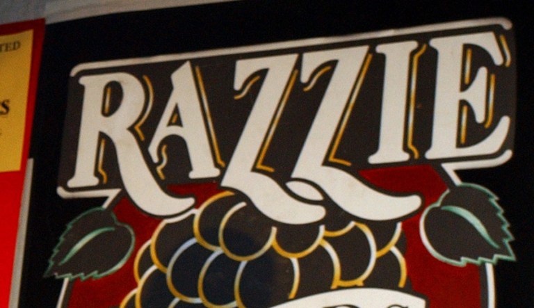 A cardboard cutout of Madonna accepts the award for Worst Actress for her performance in "Swept Away," at the 23rd Annual Razzie Awards, Saturday, March 22, 2003, in Santa Monica, Calif.  The awards show is a counterpoint to the Oscars and is traditionally presented 24 hours before the televised event, honoring the worst achivements in film for the year. This year "Swept Away" swept the Razzies with five awards.