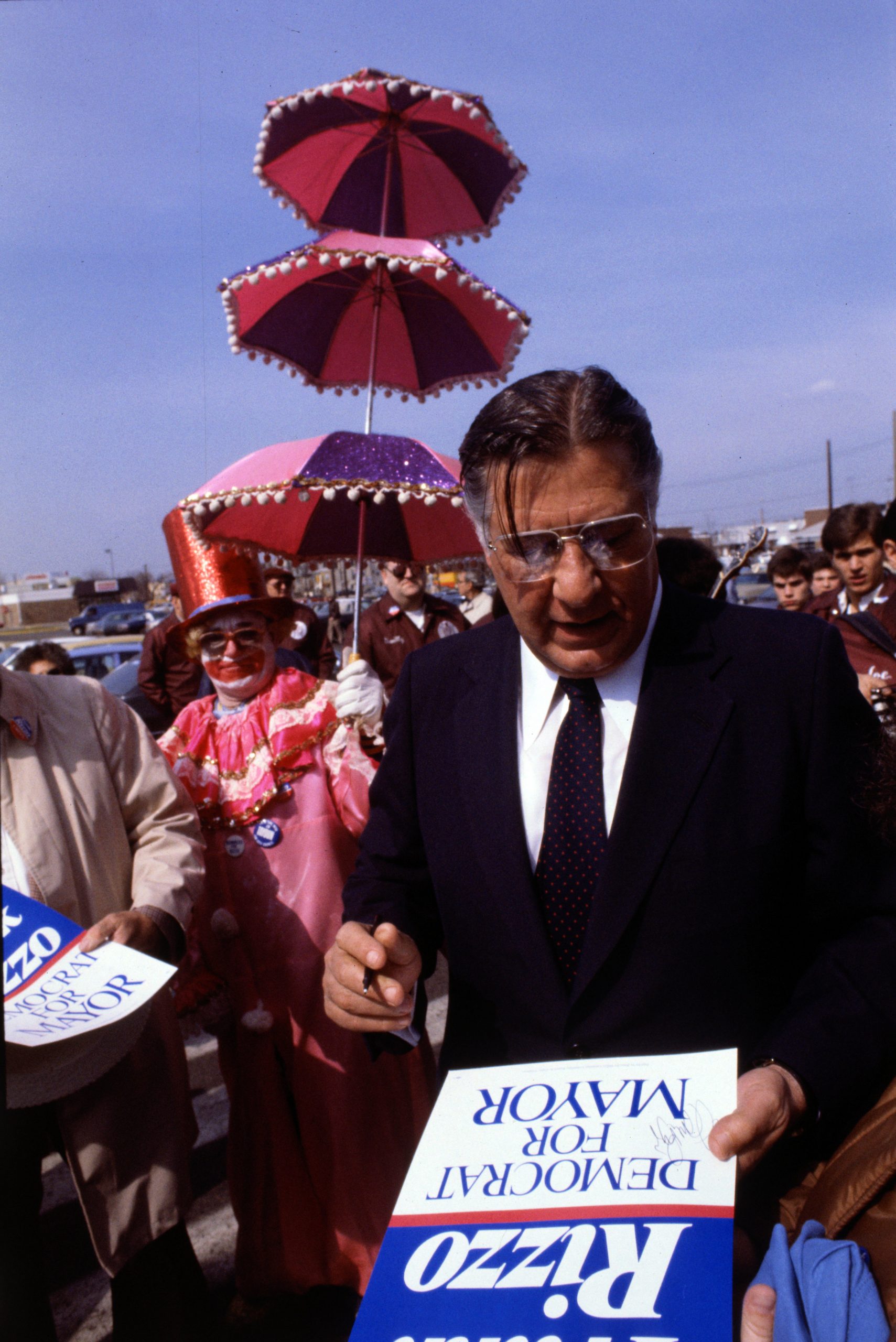 Frank Rizzo campaigning for mayor in 1983