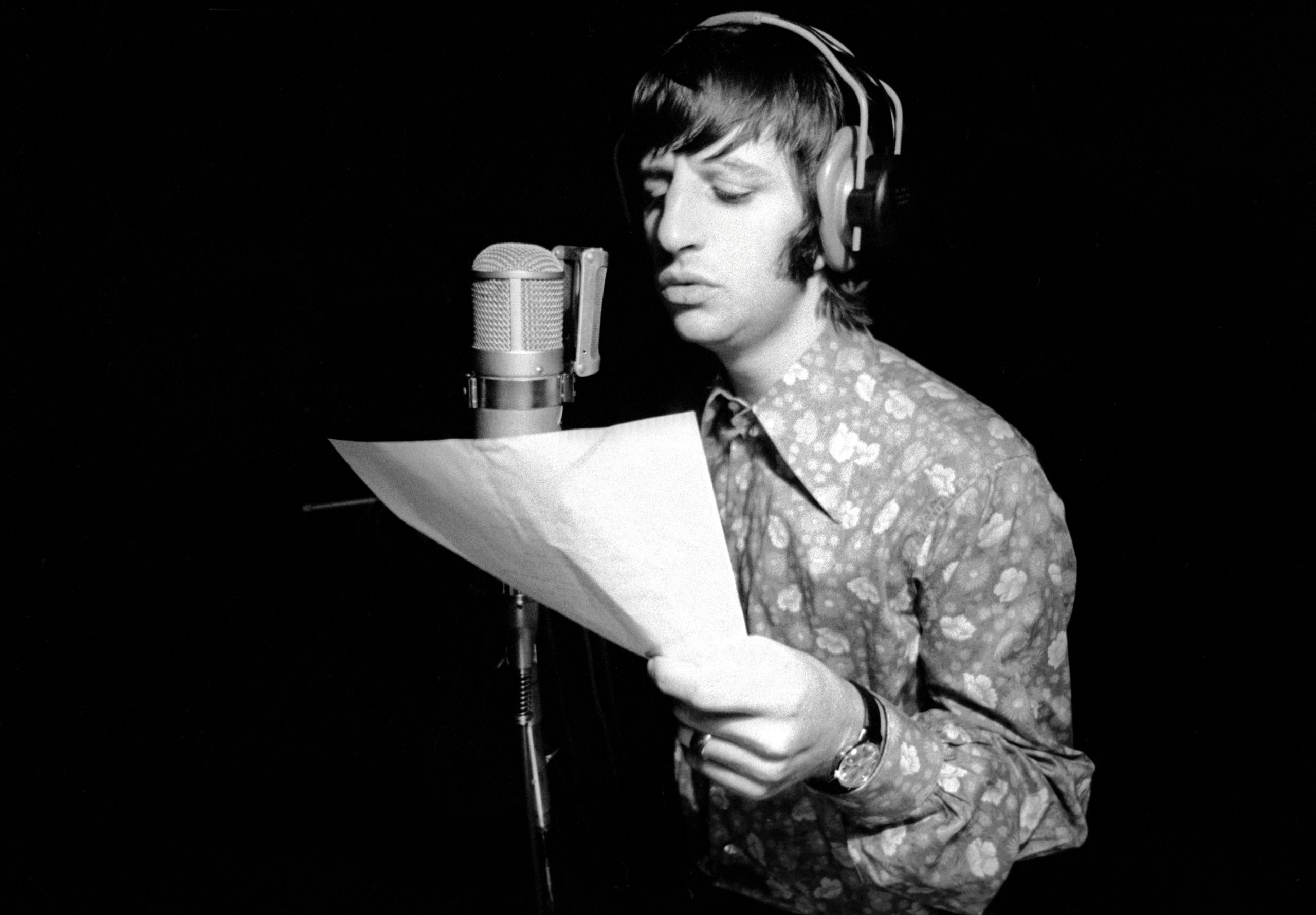 Ringo Starr at Abbey Road Studios, ‘White Album’ recording session (June 1968).
