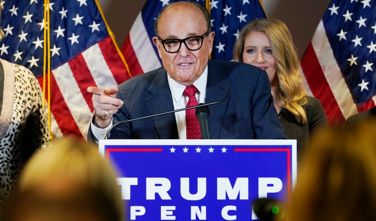 In this May 5, 2018, file photo, Rudy Giuliani, an attorney for President Donald Trump, speaks at the Iran Freedom Convention for Human Rights and democracy in Washington. 