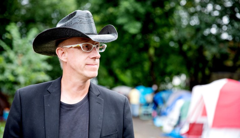 Sage Lewis of Akron, Ohio, is seen near a local homeless camp.