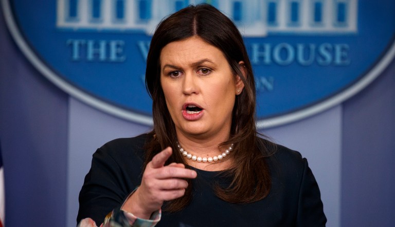 White House press secretary Sarah Huckabee Sanders speaks during the daily press briefing at the White House, Wednesday, Aug. 1, 2018, in Washington.