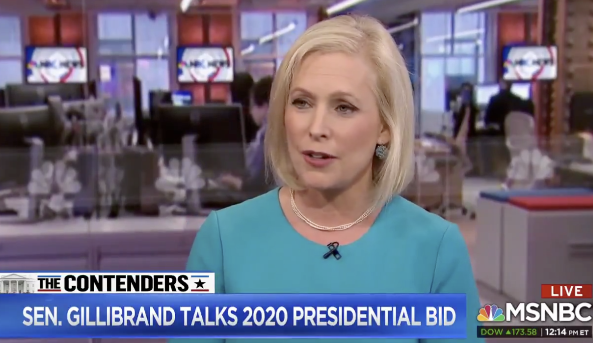 MSNBC asks Kirsten Gillibrand: Why are the white, male candidates doing better than the women?