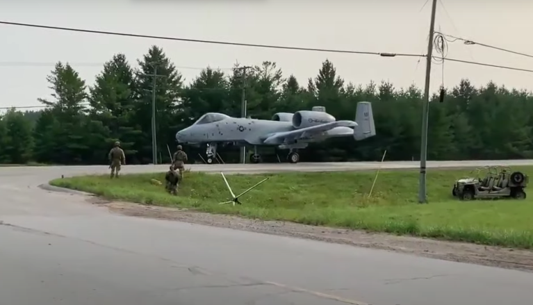 Air Force aircraft land on Michigan highway