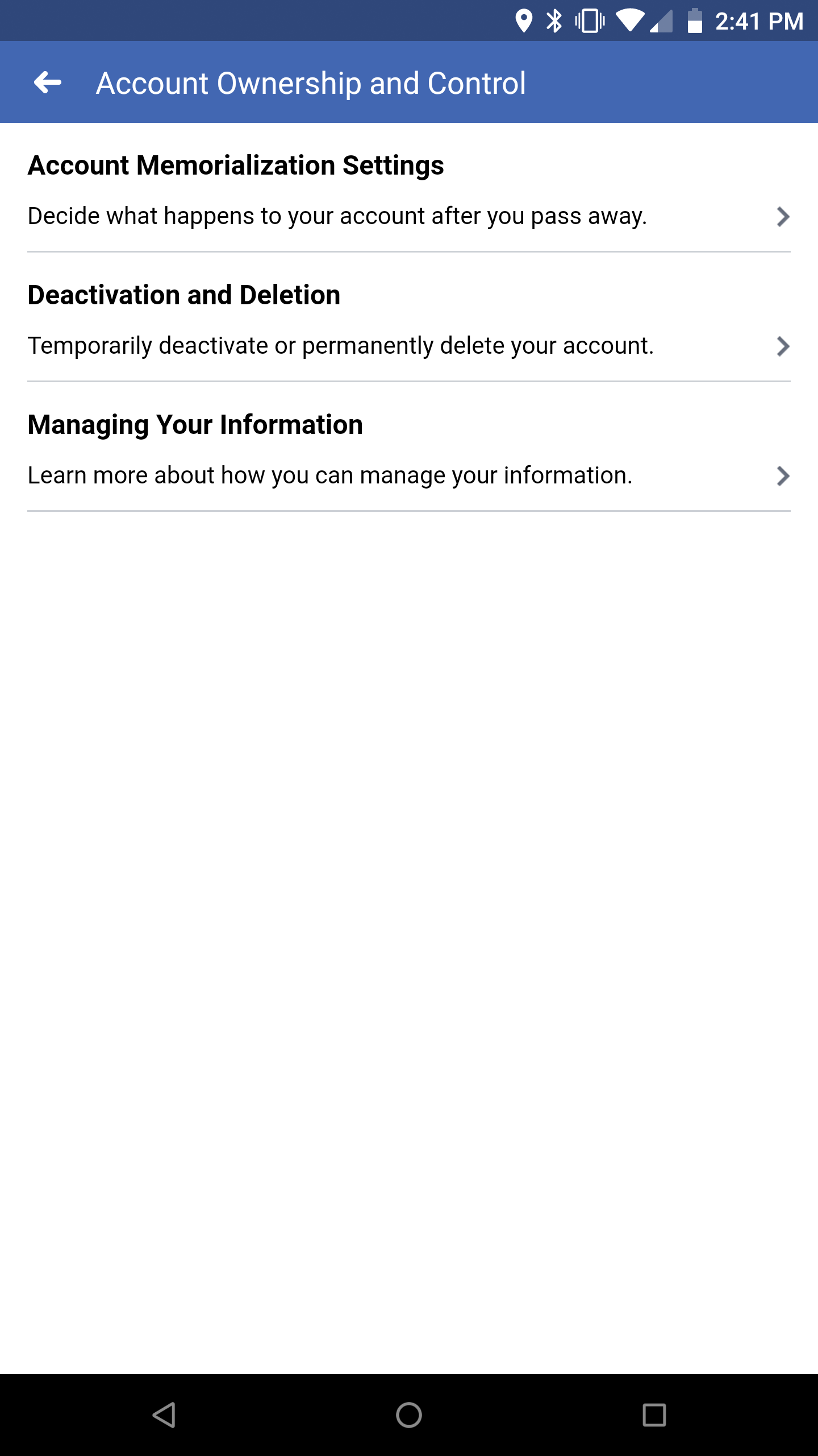 Deleting Facebook Step 2