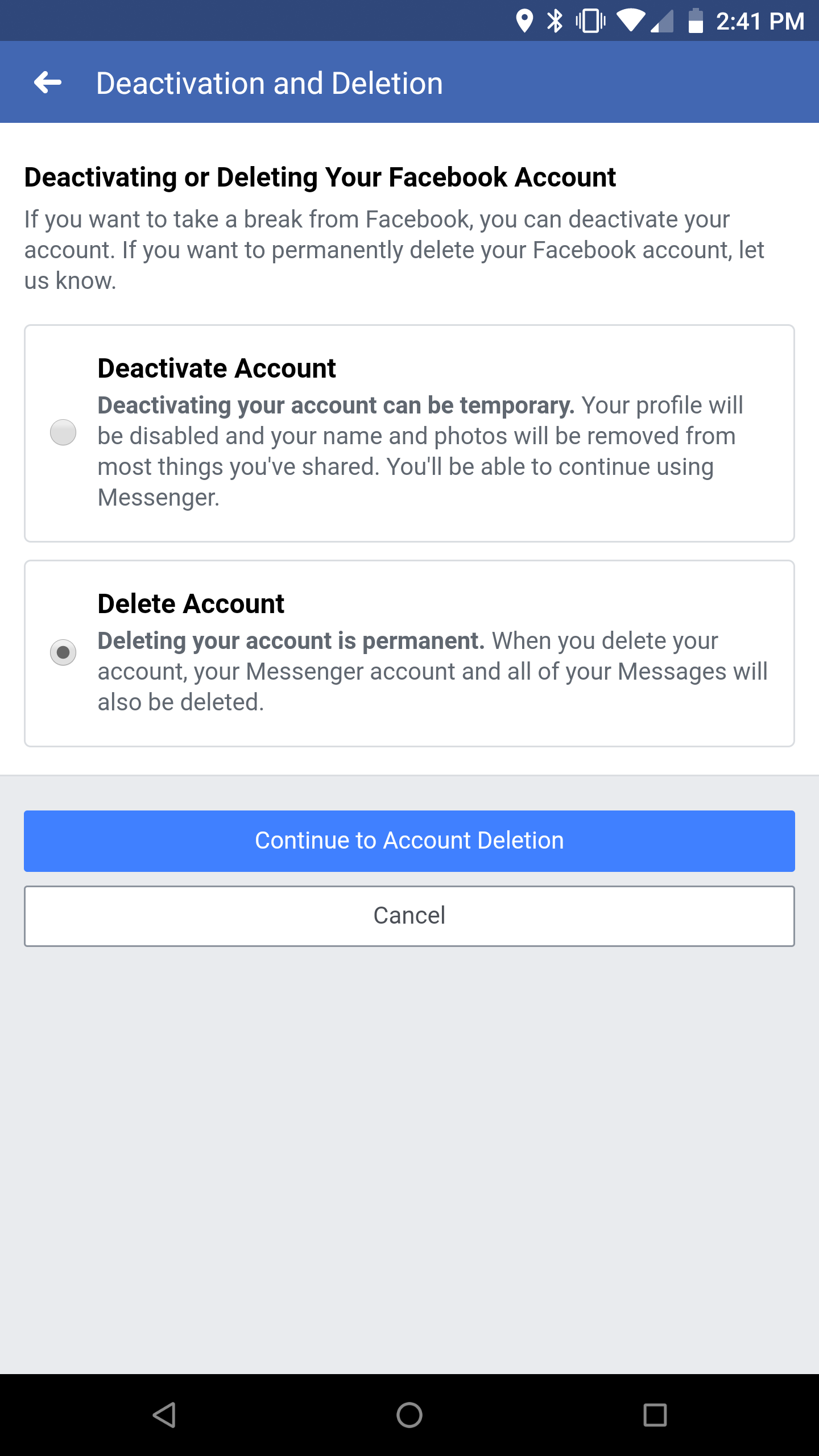Deleting Facebook Step 3