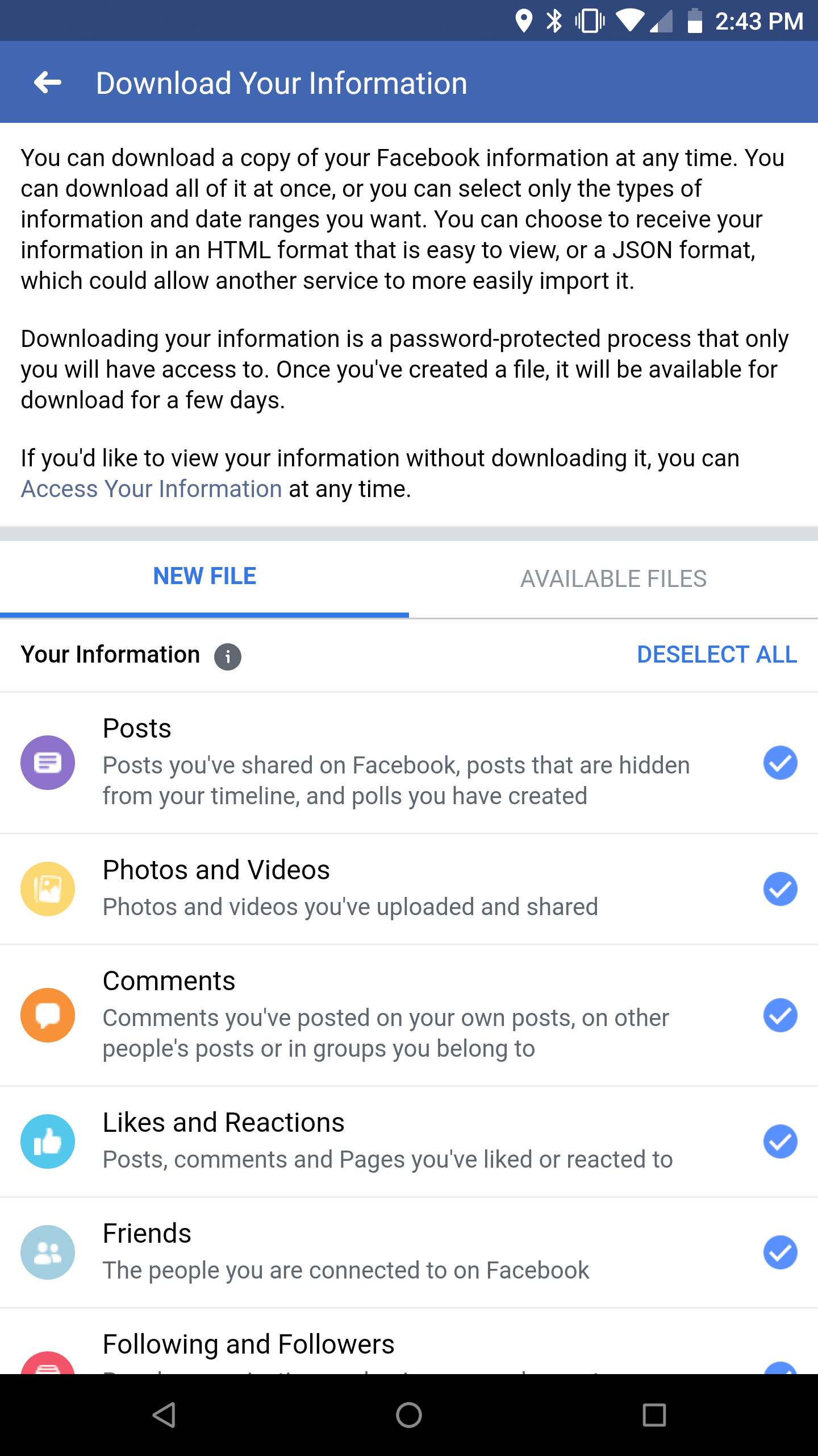 Deleting Facebook Optional Step