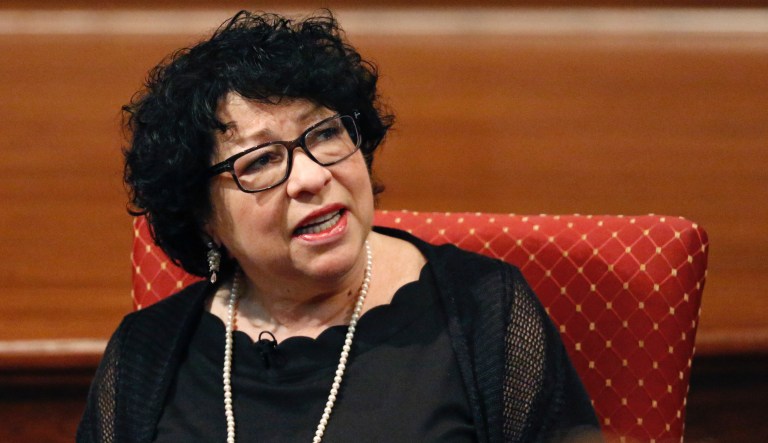 U. S. Supreme Court Associate Justice Sonia Sotomayor, speaks about her home life as a child and what drove her to a career in law and to author several books including an autobiography, "The Beloved World of Sonia Sotomajor," Saturday, Aug. 17, 2019, at the Mississippi Book Festival in Jackson, Miss. Sotomayor was one of the featured authors in panels or programs in the day-long festival. 