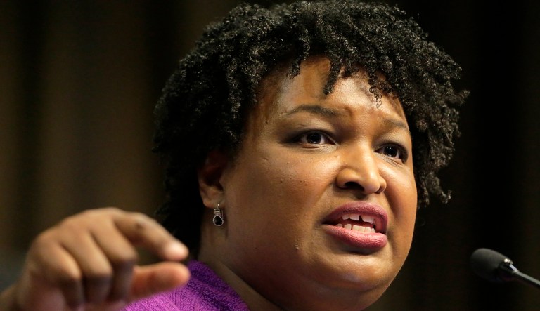 Former Georgia gubernatorial candidate Stacey Abrams speaks during the National Action Network Convention in New York, Wednesday, April 3, 2019.