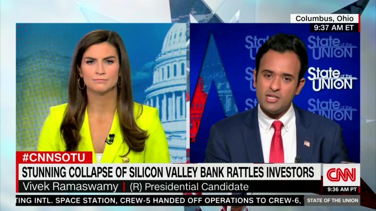 Vivek Ramaswamy says he would not bail out the Silicon Valley Bank