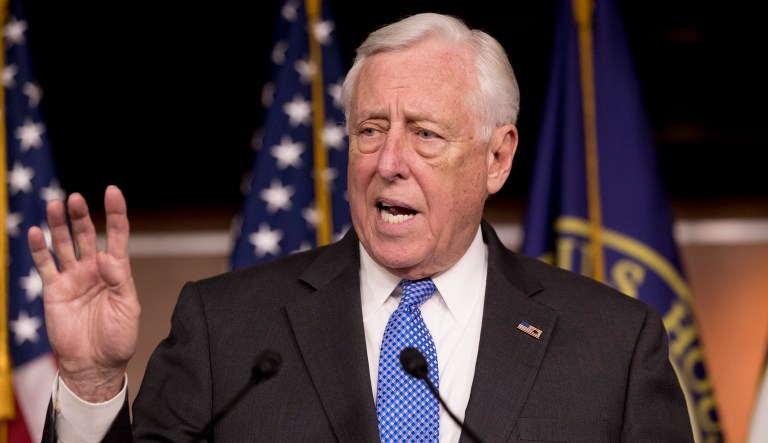 House Majority Leader Steny Hoyer speaks at a press conference.