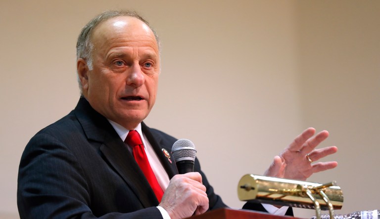 Rep. Steve King, R-Iowa, speaks during a town hall meeting, Saturday, Jan. 26, 2019, in Primghar, Iowa.