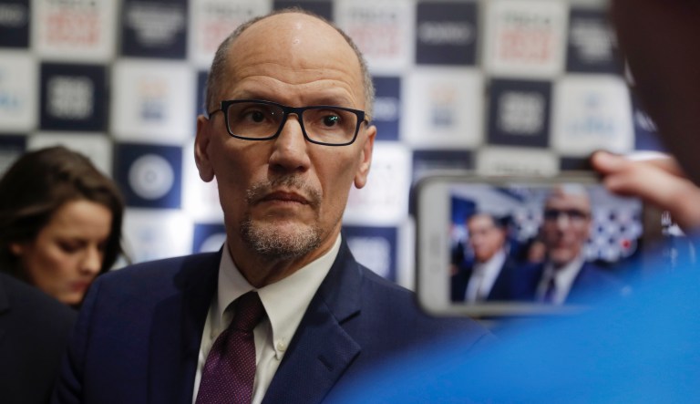 Democratic National Committee chairman Tom Perez speaks during the I Will Vote Fundraising Gala Thursday, June 6, 2019, in Atlanta.