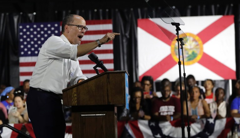 Democratic National Committee Chair Tom Perez speaks during a campaign rally for Democratic candidates, Friday, Nov. 2, 2018, in Miami.                              
