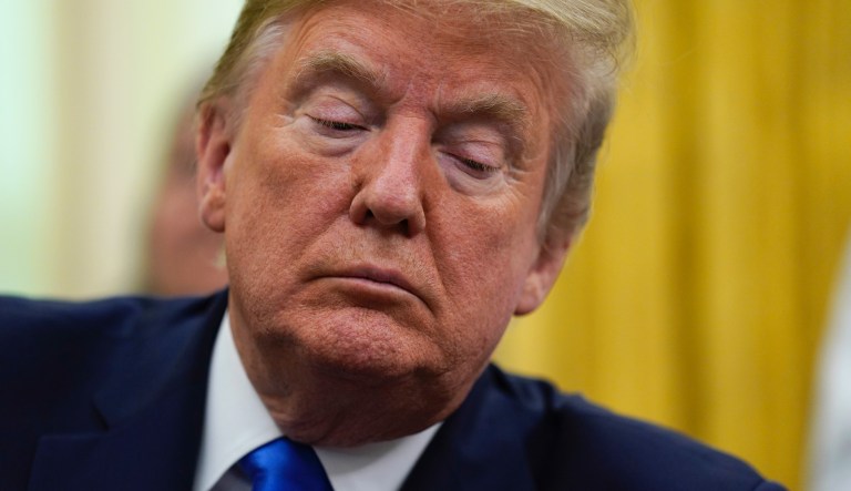 President Donald Trump listens during an event in honor of World Nurses Day, in the Oval Office of the White House, Wednesday, May 6, 2020, in Washington.      