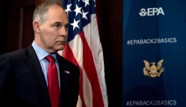 President Donald Trump arrives to speak during an event on tax policy in the Rose Garden of the White House, Thursday, April 12, 2018, in Washington. Trump is ordering the Environmental Protection Agency to move faster on processing air pollution permits for businesses. A White House memorandum issued Thursday, April 12, instructs the EPA to take final action on Clean Air Act permit applications within one year.
