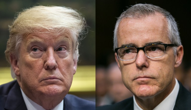 Donald Trump and Andrew McCabe.