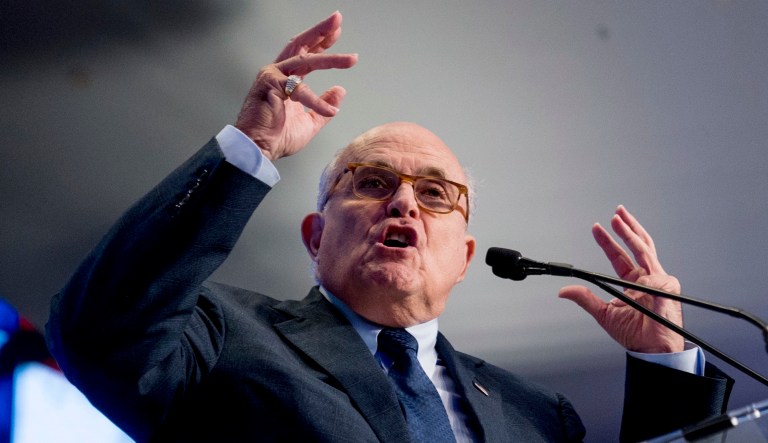 Rudy Giuliani, an attorney for President Trump, speaks in Washington on May 5, 2018.