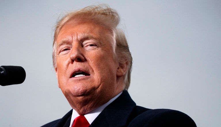 President Donald Trump speaks during at a campaign rally at Huntington Tri-State Airport, Friday, Nov. 2, 2018, in Huntington, W.Va.
