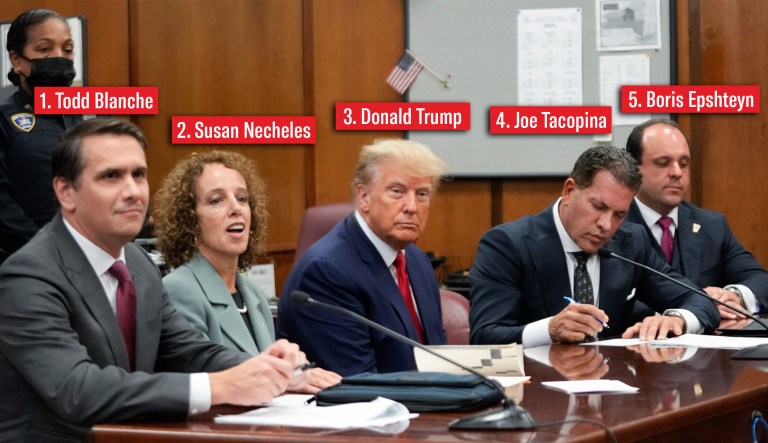 Former President Donald Trump appears in court for his arraignment.