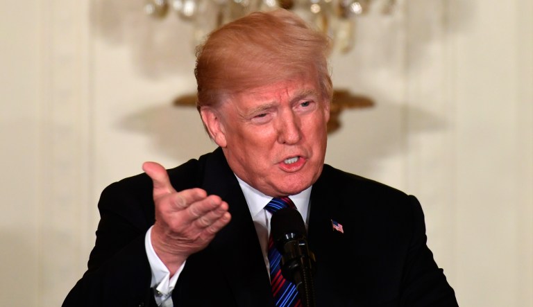 In this April 3, 2018, photo, President Donald Trump speaks during a news conference in the East Room of the White House in Washington. For more than a year, Wall Street has largely ignored the unpredictability and chaos that has plagued Trumpâs administration, confident that the businessman-turned-presidentâs policies would juice the economy and that a team of mainstream advisers would keep more controversial proposals at bay. Now the financial markets are showing that their patience with Trump has its limits.