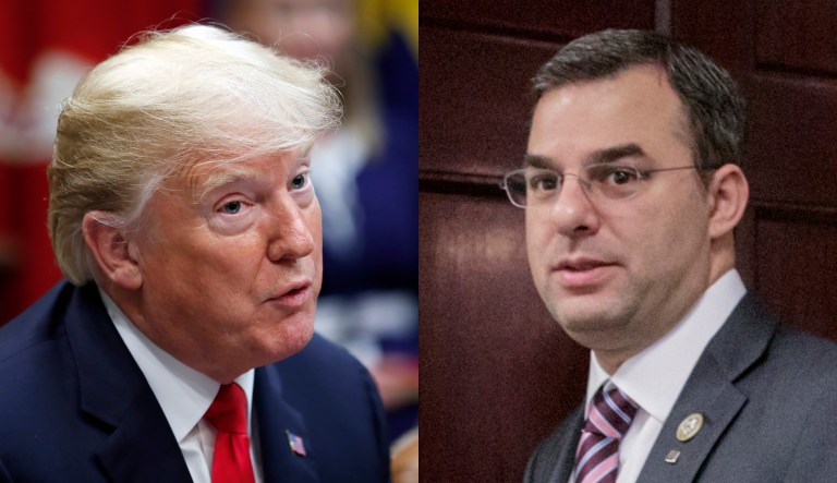 President Trump (left) and Rep. Justin Amash, R-Mich., are pictured.