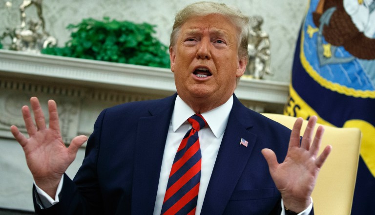 President Donald Trump speaks during a meeting with Australian Prime Minister Scott Morrison in the Oval Office of the White House, Friday, Sept. 20, 2019, Washington. 
