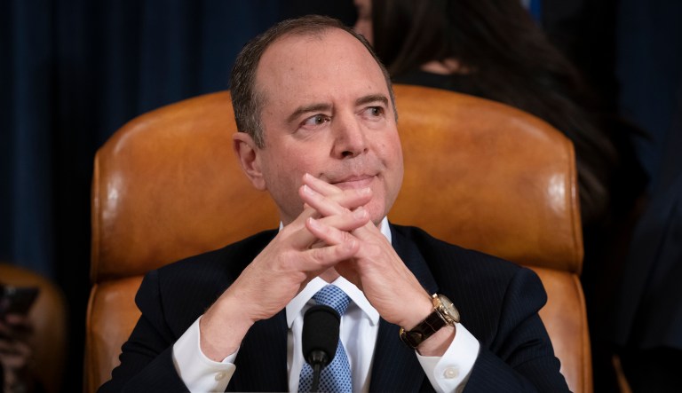 House Intelligence Committee Chairman Adam Schiff, D-Calif., listens as his panel hears testimony from the top U.S. diplomat in Ukraine William Taylor and career Foreign Service officer George Kent, on Capitol Hill in Washington, Wednesday, Nov. 13, 2019, during the first public impeachment hearings of President Trump's efforts to tie U.S. aid for Ukraine to investigations of his political opponents.