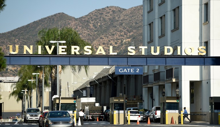 FILE - In this Aug. 23, 2016 file photo, the entrance to the Universal Studios lot is pictured in Universal City, Calif.