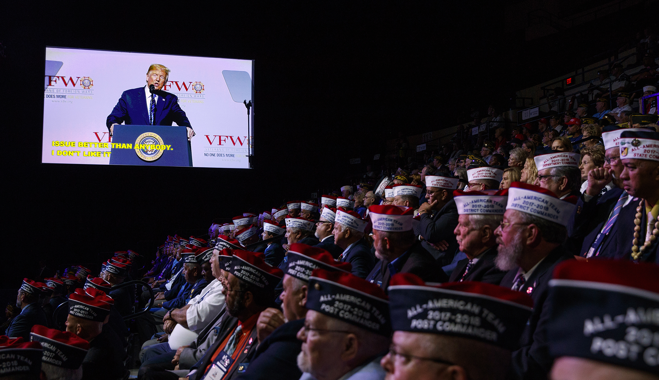 Veterans group ‘disappointed’ some members booed press during Trump speech