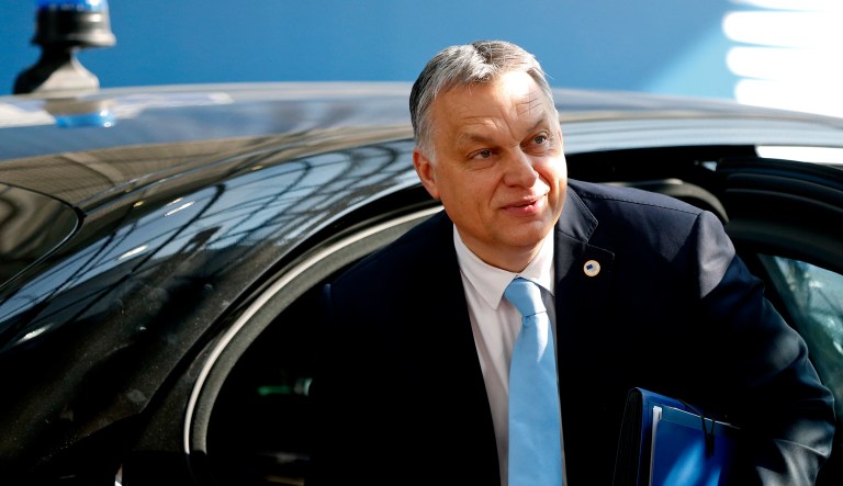 Hungarian Prime Minister Viktor Orban arrives for an EU summit in Brussels, Thursday, March 21, 2019. British Prime Minister Theresa May is trying to persuade European Union leaders to delay Brexit by up to three months, just eight days before Britain is scheduled to leave the bloc.