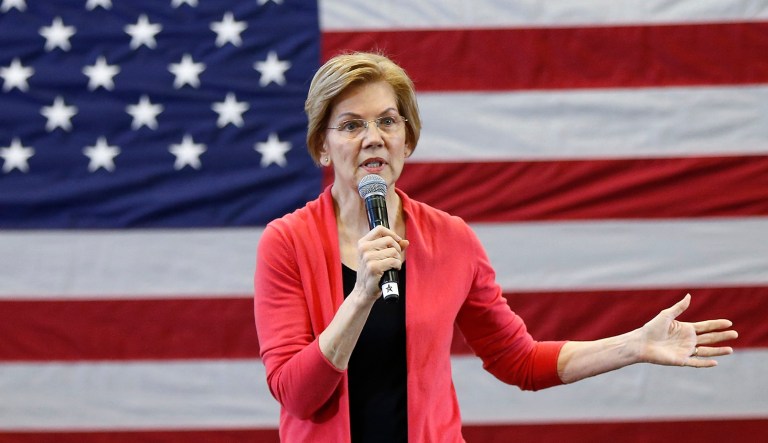 Sen. Elizabeth Warren, D-Mass., speaks during an organizing event at Manchester Community College in Manchester, N.H., Saturday, Jan.12, 2019.