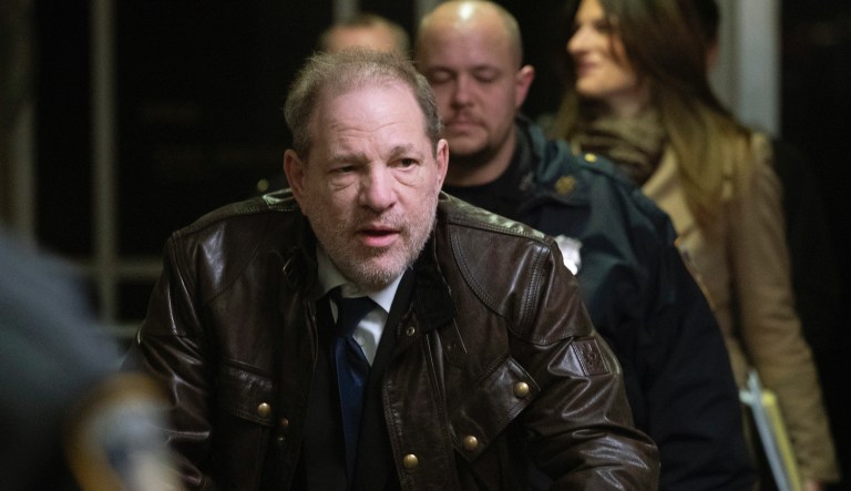 Harvey Weinstein leaves a Manhattan courtroom after attending jury selection for his trial on rape and sexual assault charges, Friday, Jan. 17, 2020 in New York.