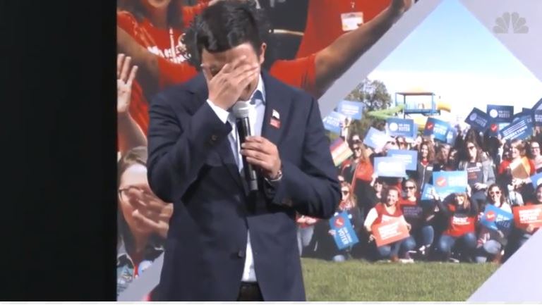 Andrew Yang participates in the second of two Democratic presidential primary debates hosted by CNN Wednesday, July 31, 2019, in the Fox Theatre in Detroit.