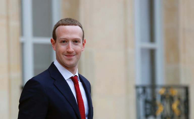 Facebook CEO Mark Zuckerberg leaves the Elysee Palace after his meeting with French president Emmanuel Macron, in Paris, Friday, May 10, 2019. 