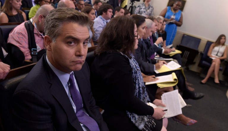 Jim Acosta of CNN said Monday that there have now been three White House press briefings where press secretary Sarah Sanders has refused to take questions from his outlet. (AP Photo/Susan Walsh)