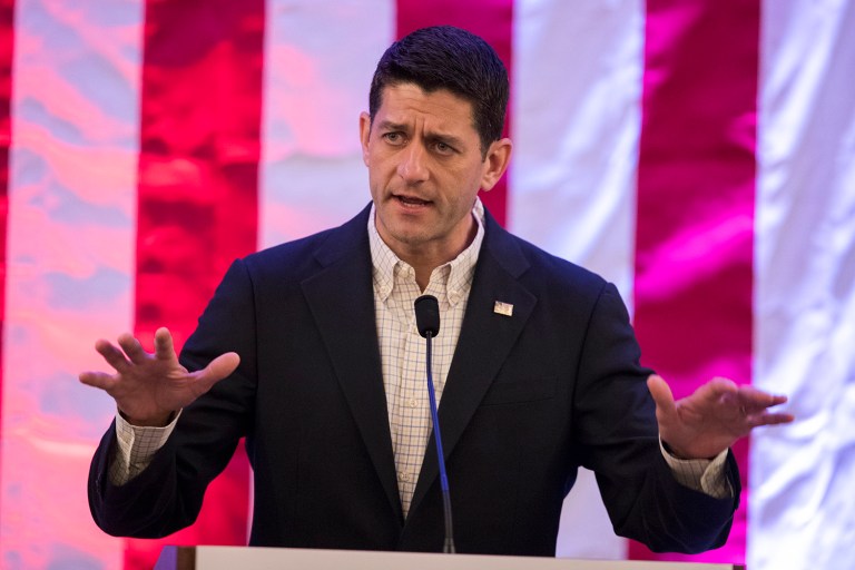 House Speaker Paul Ryan handed out plaudits to many members of the Ohio congressional delegation. (AP Photo/Evan Vucci)