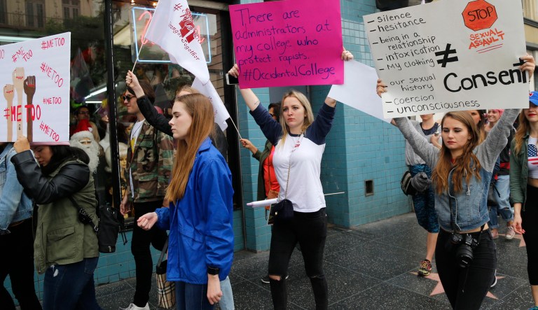 In a 1994 study on the motives for false rape reports, Purdue sociologist Eugene Kanin found a false-report rate for sexual assault of 40 percent in the community he was studying. #MeToo Marchers in Los Angeles will be parading through the streets to rally against a probability, not an injustice. (AP Photo/Damian Dovarganes)