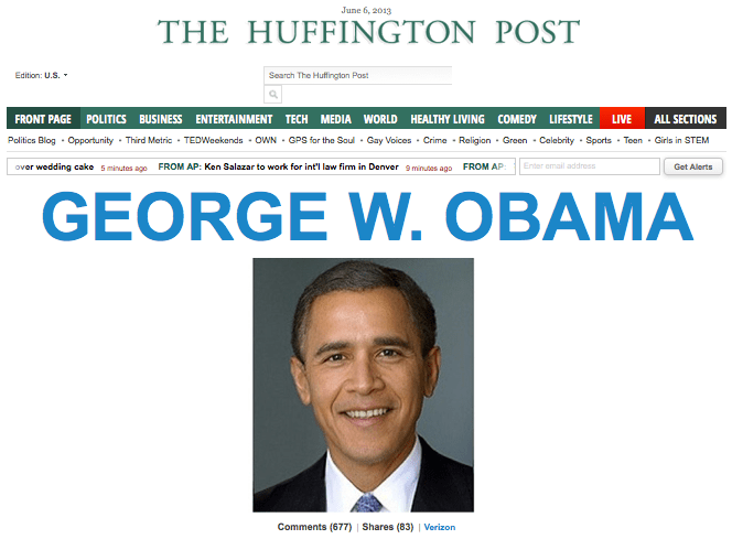 Huffington Post denounces ‘George W. Obama’