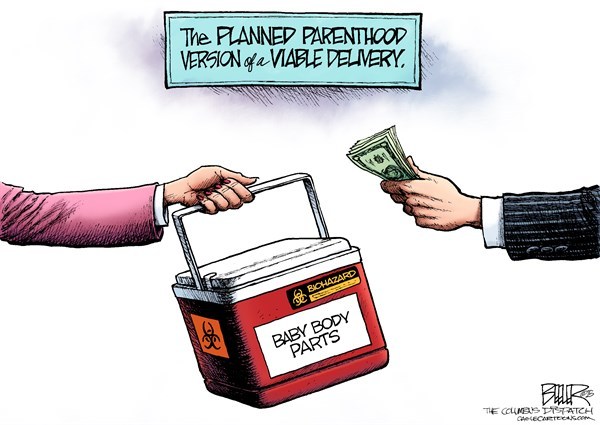 Editorial cartoon: The Planned Parenthood version of a viable delivery