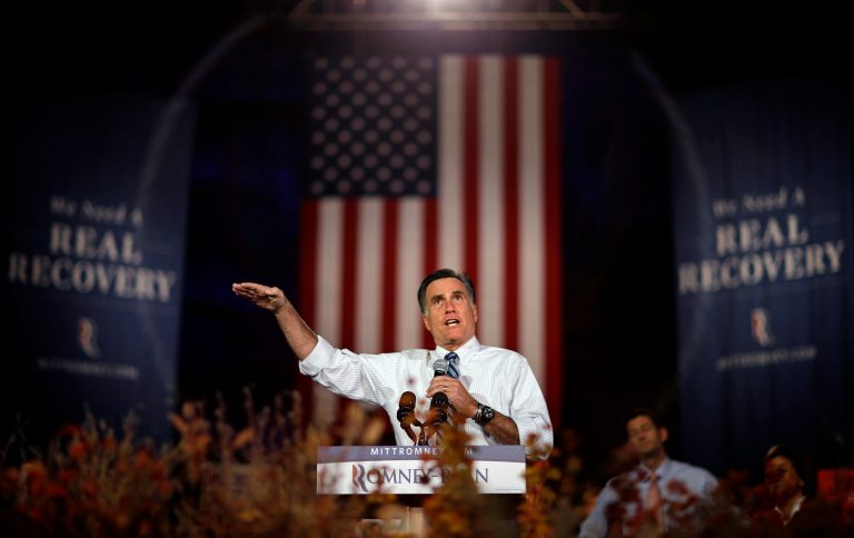 Republican presidential candidate Mitt Romney at a campaign event at the Red Rocks Amphitheatre in Golden, Colo. (AP Photo)