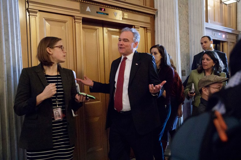 On the campaign trail last October, Kaine threatened to nuke the filibuster for Supreme Court nominations if Republicans wouldn't cooperate on President Hillary Clinton's nominees. (AP Photo/J. Scott Applewhite)