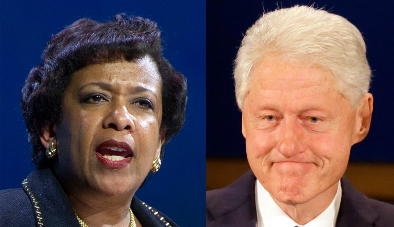 Department of Justice emails obtained in a document dump reveal reporters privately downplaying then-Attorney General Loretta Lynch's meeting with Bill Clinton on the tarmac of the Phoenix airport last June. (AP Photo/Tony Gutierrez)