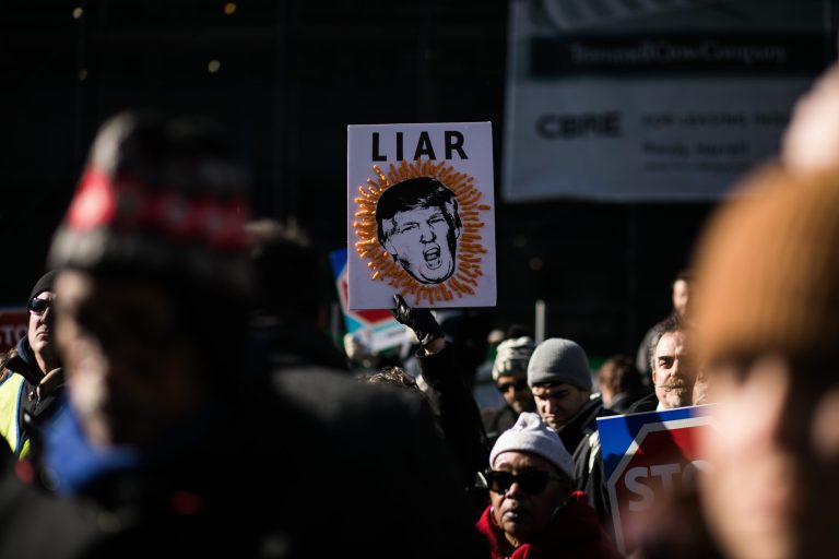 Union members and other federal employees rally to call for an end to the partial government shutdown, Thursday, January, 10, 2019, outside the White House. 