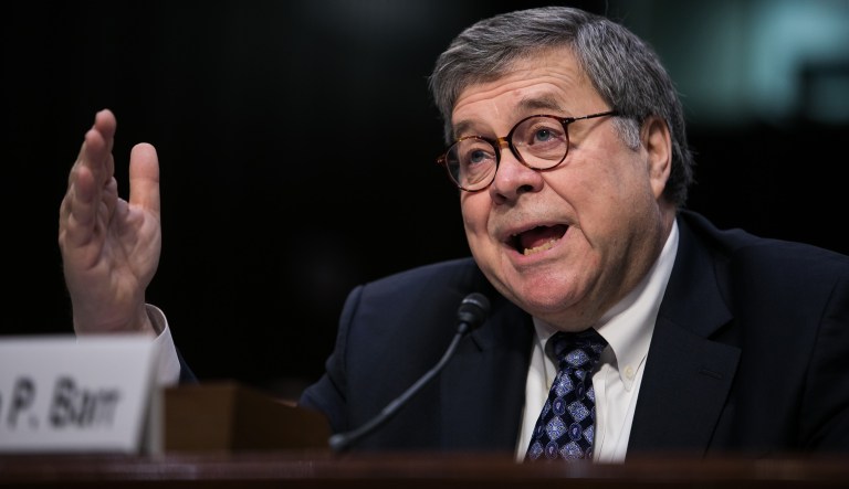 Attorney General nominee William Barr looks speaks during a Senate Judiciary Committee hearing on Capitol Hill, Tuesday, January 15, 2019. Barr will face questions from the Senate Judiciary Committee including his views on executive powers. Barr served as attorney general under George H.W. Bush.